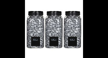 Mica Decorations decoratie steentjes - 3x - zilver - 1 kilo - 650ml - hobby steentjes