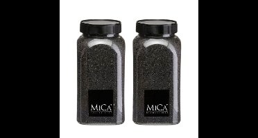 Mica Decorations decoratie zand - 2x - 650ml - zwart - hobby zandkorrels - sierzand
