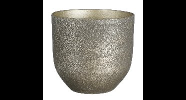 Mica Decorations Plantenpot/bloempot - terracotta - zwart/goud flakes - D24/H22 cm