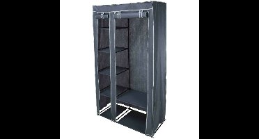 Mobiele kledingkast/garderobekast met legplanken - opvouwbaar - grijs - 174 cm