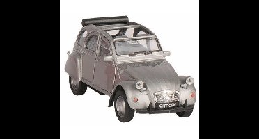 Modelauto Citroen 2CV - zilver - open - schaal 1:36 - schaalmodel auto