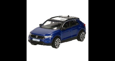 Modelauto Volkswagen T-Roc 2021 - blauw - 10 cm - schaal 1:43 - speelgoedauto