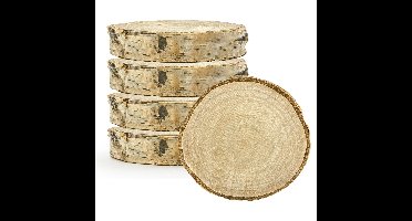 Naamkaartjes hout - 5x - Bruiloft - 6 stuks - 5-7 cm - berkenhout