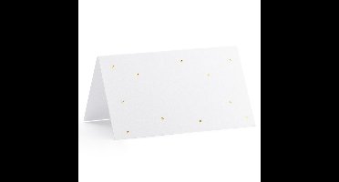 Naamkaartjes/plaatskaartjes Stippen - Bruiloft - wit/goud - 10x stuks - 10 x 6 cm