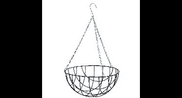 Nature Hanging basket - metaaldraad - donkergroen - 16 x 30 cm - hangende bloemen