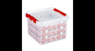 Opbergbox - voor 75 kerstballen - 26 liter - rood deksel - kerstversiering opruimen