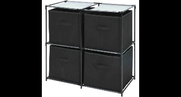 Opbergkast met 4 opbergvakken - zwart - 68 x 35 x 70 cm
