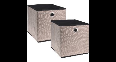 Opbergmand/kastmand - 2x - beige - karton/kunststof - 28 liter - 30 x 30 x 30 cm