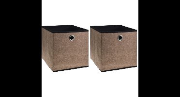 Opbergmand/kastmand - 2x - bruin - karton/kunststof - 28 liter - 30 x 30 x 30 cm