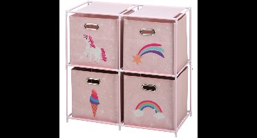 Opbergrek 2-laags - met manden - metaal - 68 x 35 x 70 cm - eenhoorn thema