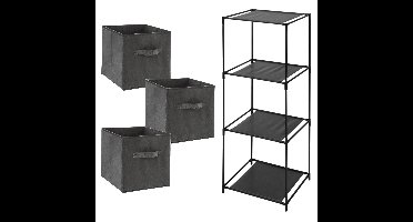 Opbergrek 3-laags Smartrack - 3x mandjes polyester - donker grijs - 34 x 104 cm