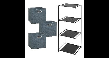 Opbergrek 3-laags Smartrack - 3x mandjes polyester - grijsblauw - 34 x 104 cm
