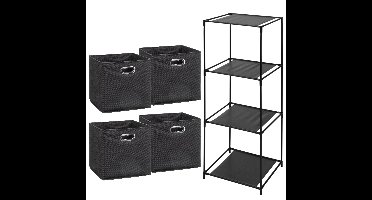 Opbergrek 4-laags Smartrack - 4x mandjes polyester - donker grijs - 34 x 104 cm
