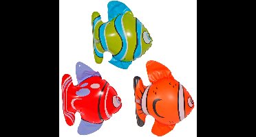 Opblaasbare tropische vissen - 3x st - 14 x 22 cm - opblaas dieren - decoratie - versiering