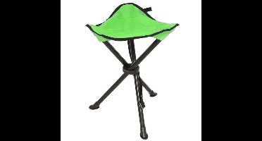 Opvouwbaar krukje - driepoot - camping/outdoor - groen - D34 x H40 cm