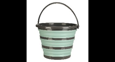 Opvouwbare emmer groen/grijs - 10 liter - Camping emmer - kunststof