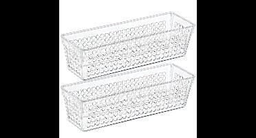 Organizer/opbergmandje - 2x - kunststof - transparant - 0.8L - 23 x 7.5 x 6 cm
