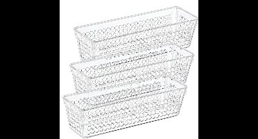 Organizer/opbergmandje - 3x - kunststof - transparant - 0.8L - 23 x 7.5 x 6 cm