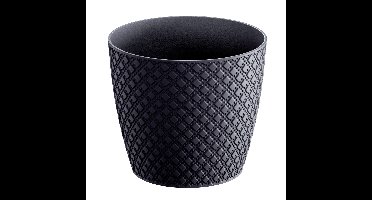 Orient stijl plantenpot/bloempot kunststof dia 22 cm en hoogte 19 cm antraciet grijs