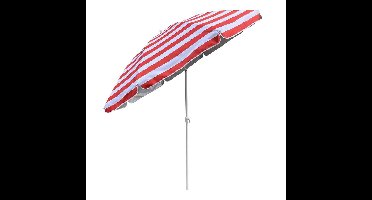 Outdoor Parasol Oslo - D180 cm - rood/wit - strepen - inklapbaar - zomer