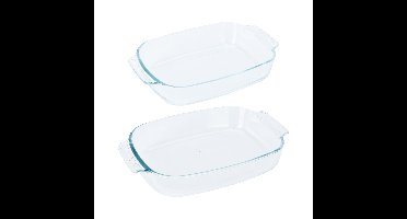 Ovenschalen 2-delige set - glas - ovaal - 2 en 2.7 Liter - vaatwasser bestendig