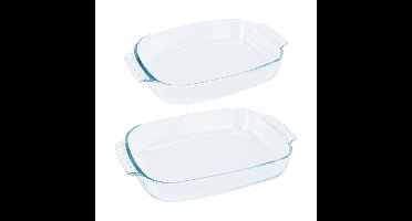 Ovenschalen 2-delige set - glas - ovaal - 2.7 en 3.8 Liter - vaatwasser bestendig