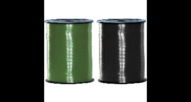 Pakket van 2 rollen lint zwart en groen 500 meter x 5 milimeter breed