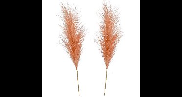 Pampasgras pluim losse steel/tak - 2x - oudroze - 115 cm - Decoratie kunst graspluimen