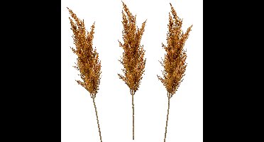 Pampasgras pluim losse steel/tak - 3x - roestbruin - 92 cm - Decoratie kunst graspluimen