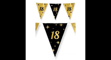 Paperdreams Slinger 18 jaar - 4x stuks - verjaardag - zwart/goud - 10 meter - vlaggenlijn