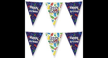 Paperdreams Vlaggenlijn - 2x - Happy birthday/verjaardags feest - 10m