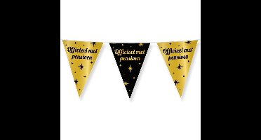 Paperdreams Vlaggenlijn - luxe pensioen feest/party - 10m - goud/zwart - folie