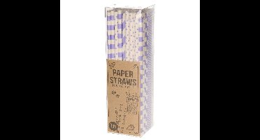 Papieren drinkrietjes - 100x - lila / paars - 20 cm