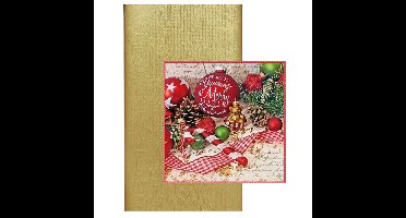 Papieren tafelkleed/tafellaken goud inclusief kerst servetten