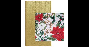 Papieren tafelkleed/tafellaken goud inclusief kerst servetten