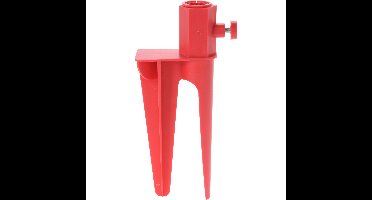 Parasolboor met dubbele spies - rood - kunststof - parasolharing/parasolhouder