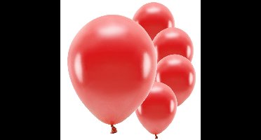 Partydeco ballonnen - 100x - rood - biologisch afbreekbaar - milieu vriendelijke feestversiering
