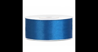 Partydeco Cadeaulint - blauw - 2,5 cm x 25 meter - satijn - sierlint - inpakken - decoratie