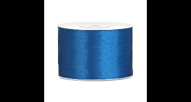 Partydeco Cadeaulint - blauw - 5 cm x 25 meter - satijn - sierlint - inpakken - decoratie