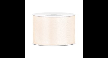 Partydeco Cadeaulint - ivoor - 5 cm x 25 meter - satijn - sierlint - inpakken - decoratie