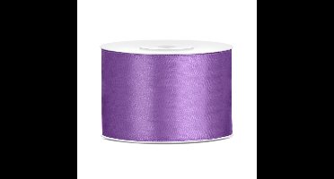Partydeco Cadeaulint - paars - 5 cm x 25 meter - satijn - sierlint - inpakken - decoratie