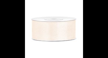 Partydeco Cadeaulint - warm wit - 2,5 cm x 25 meter - satijn - sierlint - inpakken - decoratie