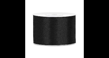 Partydeco Cadeaulint - zwart - 5 cm x 25 meter - satijn - sierlint - inpakken - decoratie