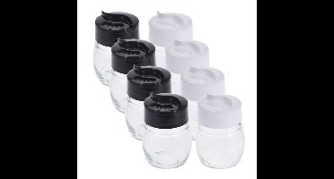 Peper en zout stel - 4x set - 5 x 7 cm - glas - strooiers - zoutvaatje - pepervaatje