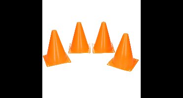 Pilonnen - 4x stuks - oranje - 17 cm - plastic - pionnen - pionnetjes - sport/voetbal training