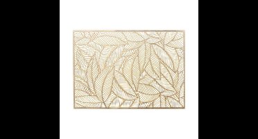 Placemat Nissa - 4x - goud blad motief - 30 x 45 cm - onderlegger