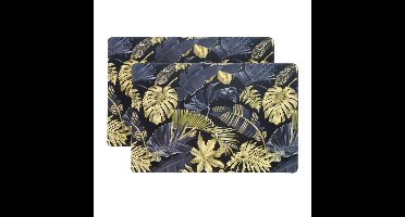 Placemat/onderlegger - 4x - blad motief - 44 x 28 cm - tafeldecoratie