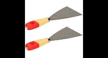 Plamuurmes - 2x - werkbreedte 80 mm - conisch geslepen staal - houten greep