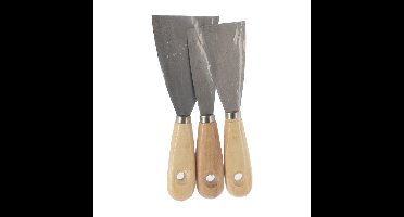 Plamuurmessen set - 3-delig - hout - plamuurmes - spatel