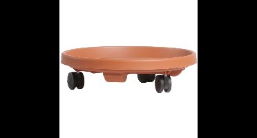 Planten trolley/multiroller rond bruin kunststof 30 cma